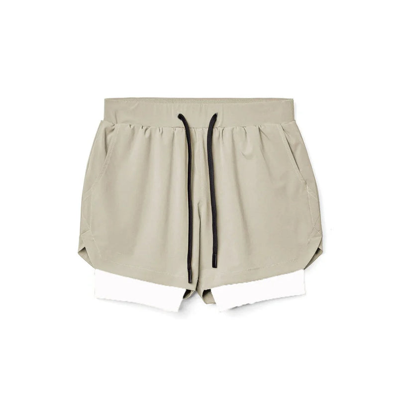 Shorts Academia Masculino Cáqui e Branco - FHPersonalShop